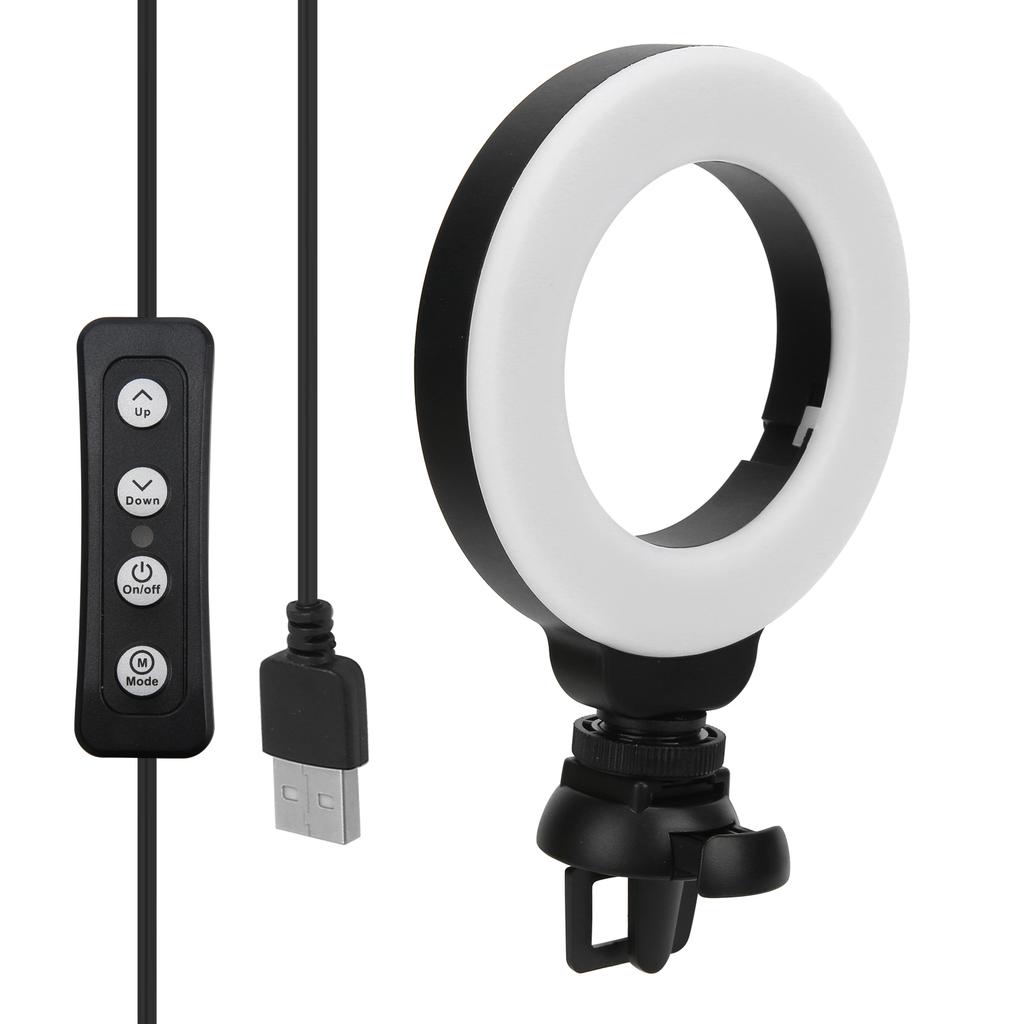 4in LED Dimmable Ring Light Selfie Fill Light with Clip for Live Video for Laptop Tablet PC