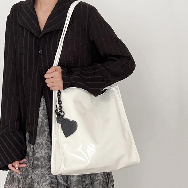 Fashion Patent Leather Women Shoulder Bags Vintage Female Casual Tote Handbags Large Capacity Ladies Shopping Bag