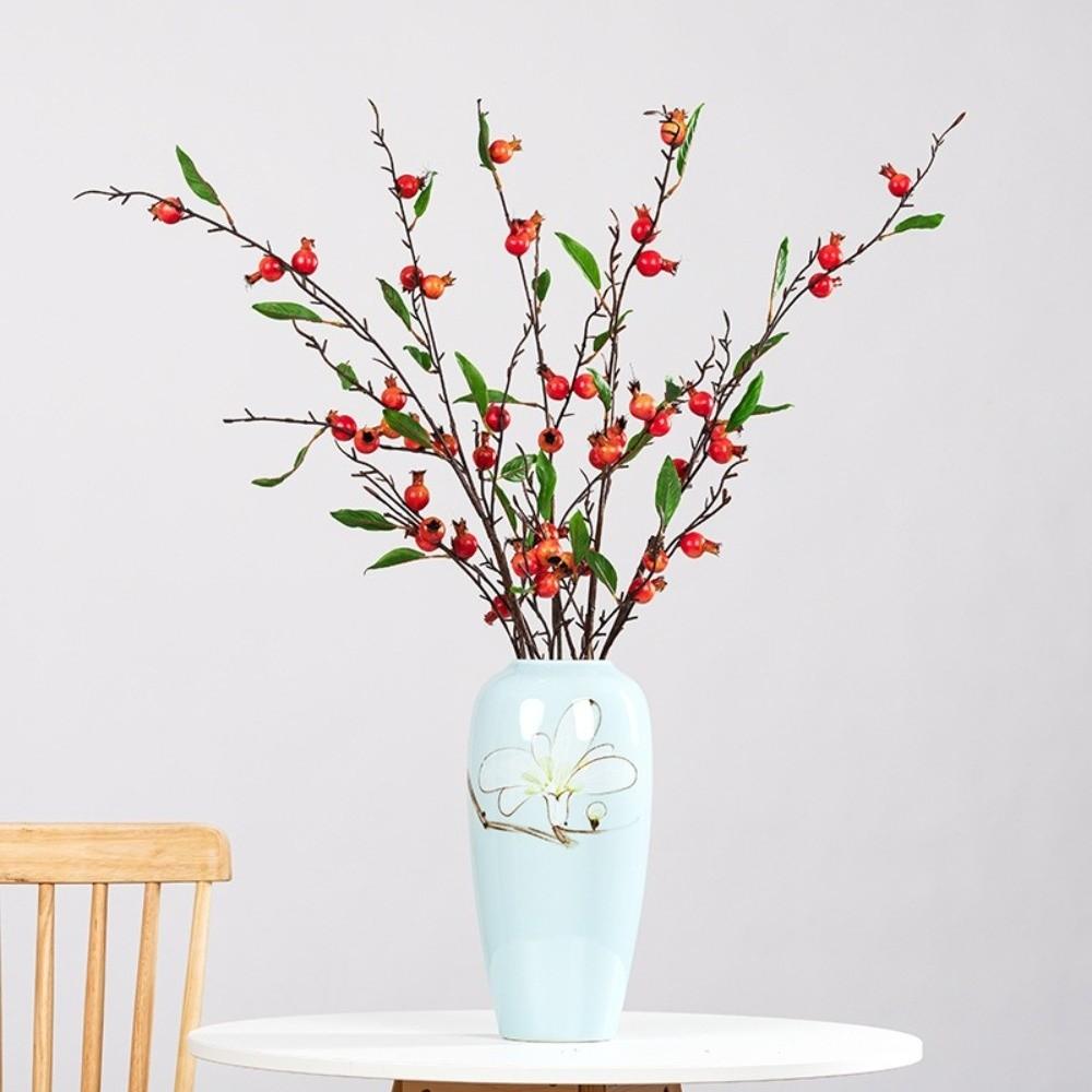 Long Branch Artificial Pomegranate 10-Fruit Foam Berry Pomegranate Fruit Branch Realistic Plastic Artificial Fruit Branch