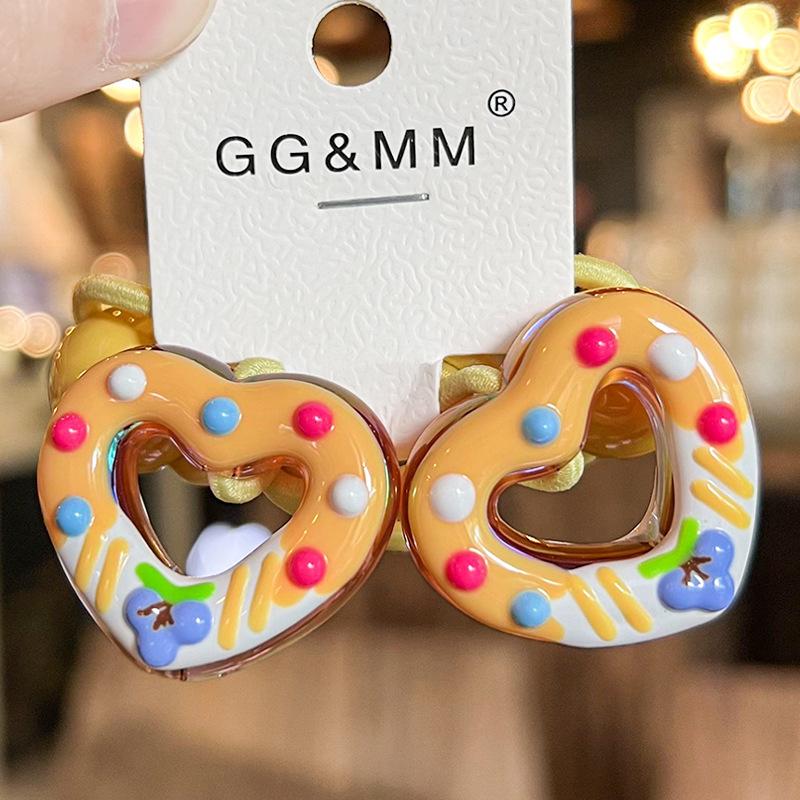 2PCS Color Hand Drawn Graffiti Heart Shape Princess Headwear Kids Elastic Hair Bands Children Hair Ropes Girls Hair Accessories