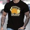 Men's Taco Cat Cartoon Pattern T-Shirt, Summer Outdoor Casual Male Clothing, Gift for Men