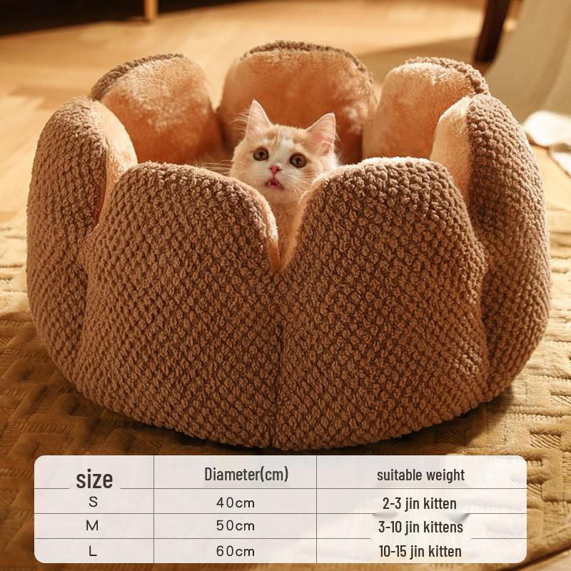 Cactus Petal Shape Pet Nest - Large, Soft, and Warm Sleeping Mat for Cats and Dogs
