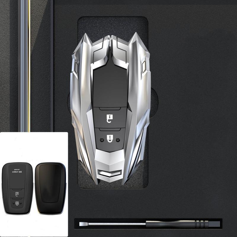 Alloy Car Key Case Cover Shell For Toyota Land Cruiser 200 300 Prado Crown TLK 200 Yaris Cross Hilux Innova Fortuner Camry 55