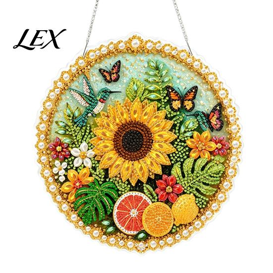 Festive Tree Ornament Crafting Christmas Rhinestone Painting Suncatcher Kit, DIY Faux Pearl Art Xmas Crafts for Adults Beginner, Acrylic Decorative