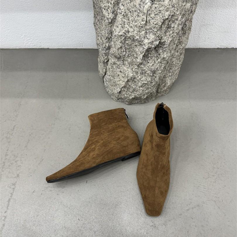 2025 spring and summer new models in autumn and winter heightened heel zipper short boots versatile women's boots pointed fashion retro