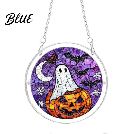 Cute Spooky Puzzle Halloween Acrylic Suncatcher Window Hanging,7.87 Inch Sun Catcher Themed Gift Idea Decoration Ornament Ideal for Gifting and Home
