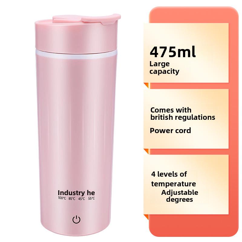 Compact Electric Travel Kettle - Portable Heated Water Cup and Insulated Health Pot