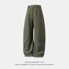 American high street split splicing scimitar casual pants autumn retro pleated trendy brand loose straight long pants q