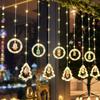Christmas Decorations LED Lights Flashing Light String Snowflake Stars Christmas Tree Window Store Curtain Lights Pendant