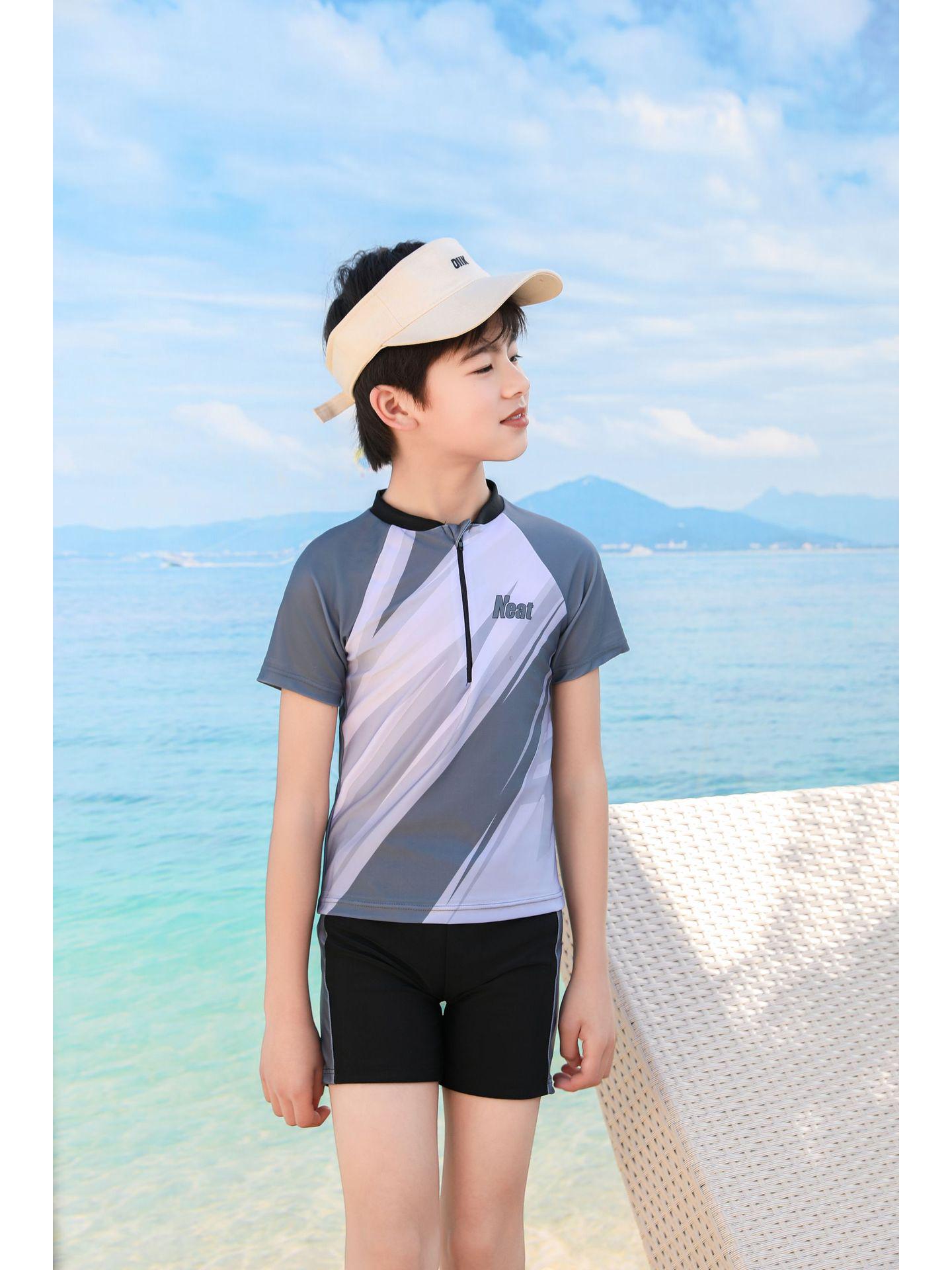 

Однотонный подростковый купальный набор - Раздельные плавки для мальчиков и девочек XL (Height 130-140 cm, Weight 27.5-32.5 kg)