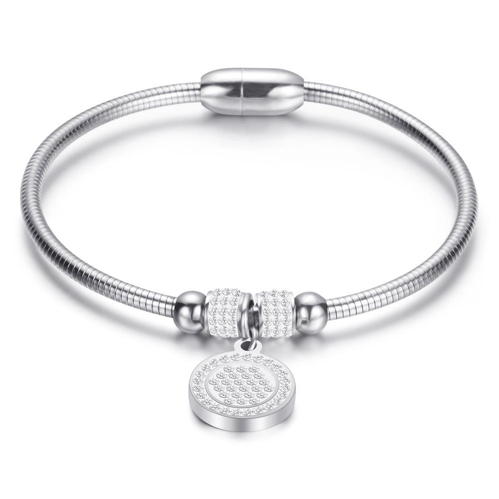 European-American 15MM Diamond-Encrusted Openable Magnetic Stainless Steel Bracelet