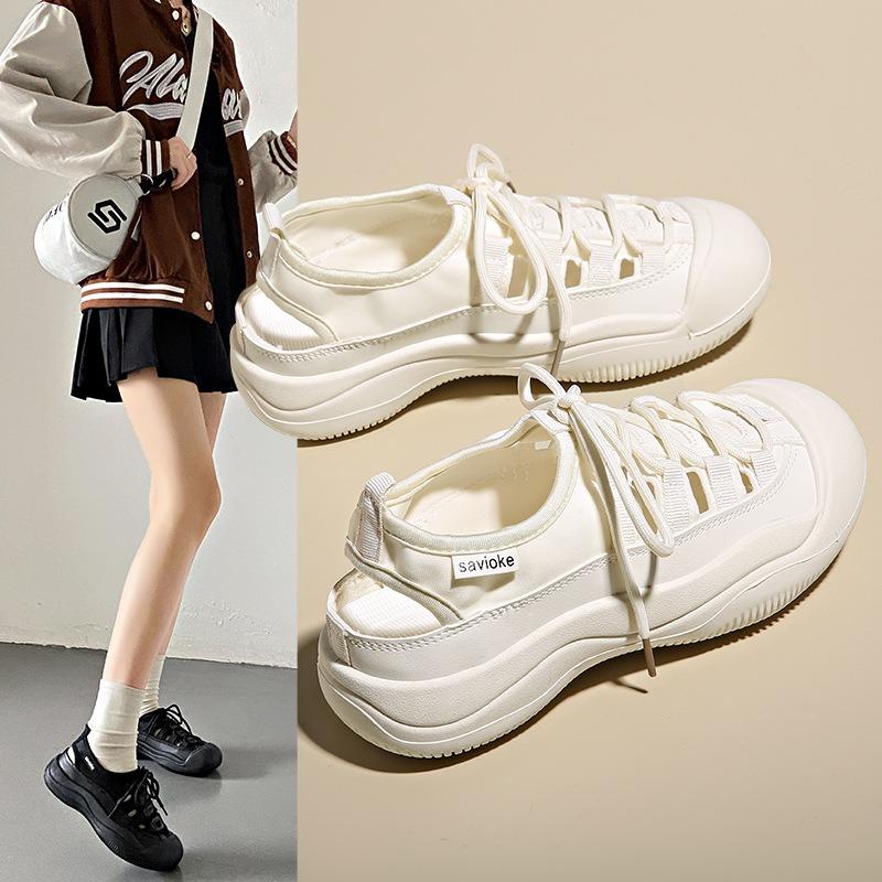

New Hollowed-out Shoes Flat-bottomed Breathable Semi-support Shoes 35 бежевый