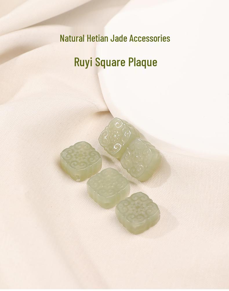Hetian Jade Ruyi Square Plaque Beads for DIY Jewelry & Bracelets