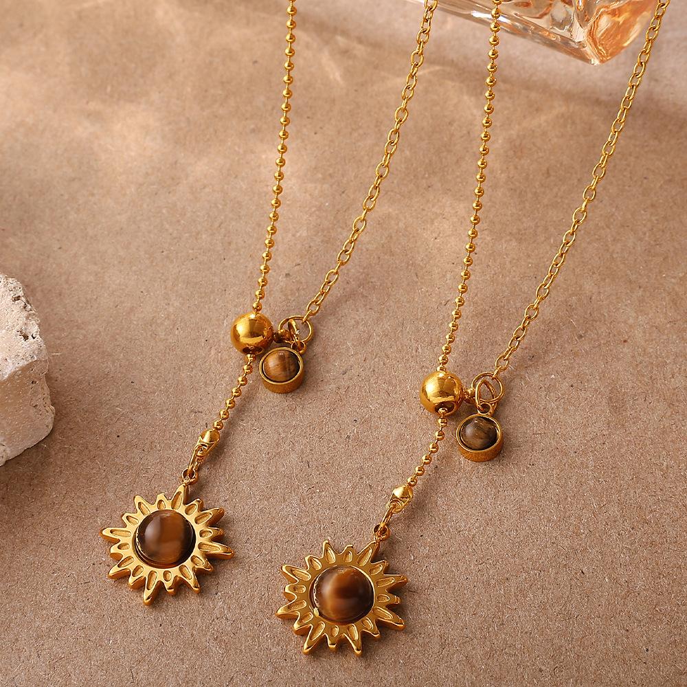 Fashion Trend Dolphin Sunflower Clavicle Chain Simple Niche Stainless Steel Retro Necklace