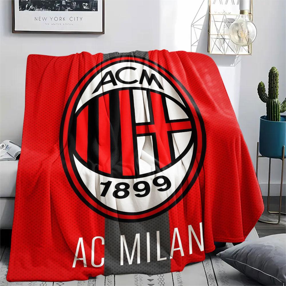 AC Milan Printed Flannel Blanket, Soft Throw for Bedroom Sofa, Washable, Fan Merchandise, Great Gift.