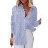 Women's Striped Button Down Shirt Long Sleeve Casual Loose Fit Office Blouse For Women