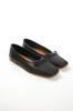 Women's Flat Shoes Black Genuine Leather Ballerina Flats with Bow Detail Casual Shoes