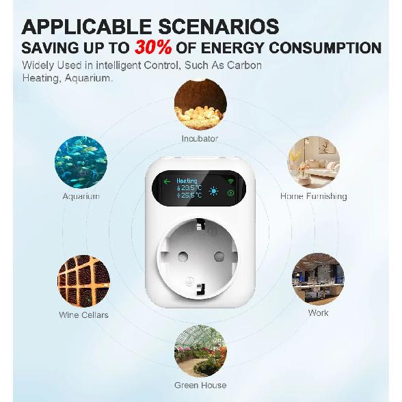WiFi Tuya Socket Thermostat Plug 220V Digital Temperature Controller Remote Timer Switch Cooling Heating Outlet Alexa Google