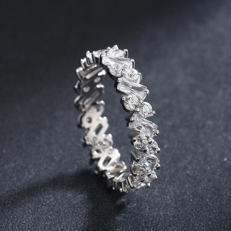 Tancise Classic 925 Sterling Silver  Zircon Ring Ladies Jewelry Wedding Promise Party Gift