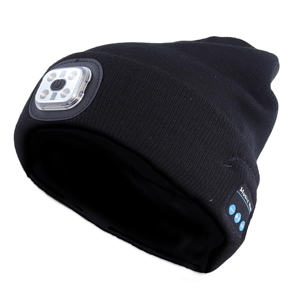 

Шапка-бини с Bluetooth 5.2, с регулировкой яркости, hands-free, теплая, беспроводная стереогарнитура, музыкальный плеер, подарки на Рождество чёрный