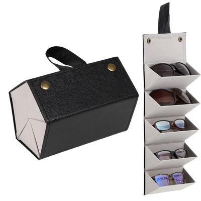Ideamall Eyeglass Case, Holds 5 Pairs of Sunglasses, Foldable and Easy To Carry (Black & Gray)