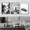 Black And White Posters Bridge Boat Palm Tree Canvas Print Pictures Conch Wall Art Sea Wave Poster Nordic Picture Bedroom Decor