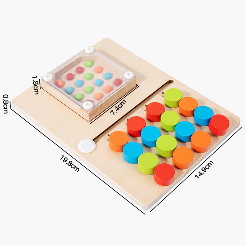 Montessori Wooden Shaking Bead Four-color Positioning Toy Color Shape Matching Cognition Learning Game Board Gifts for Children