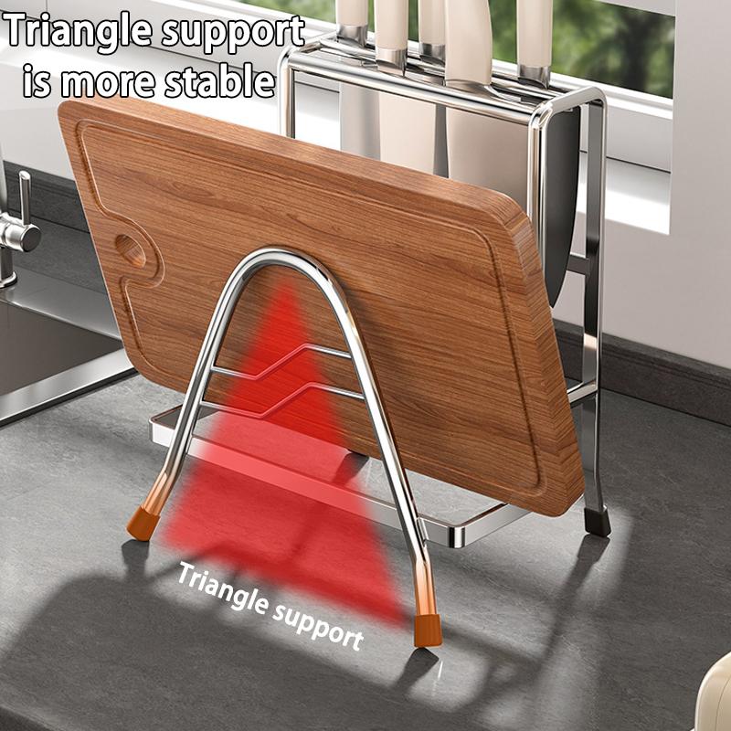 Kitchen Stainless Steel Draining And Chopping Board Rack With Knife Storage