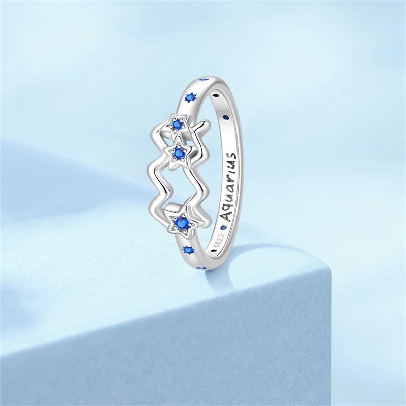New 925 Silver Twelve Constellation Series Zircon Ring For Women Fit Wedding Party Jewelry Gifts