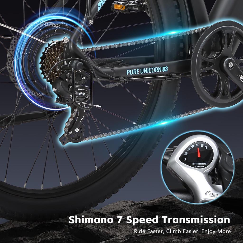 PURE UNICORN U3 Electric Bike 750W Motor 48V12.8Ah Battery 29 Inch Tires 45km/h Max Speed 60km Max Range Shimano 7-speed