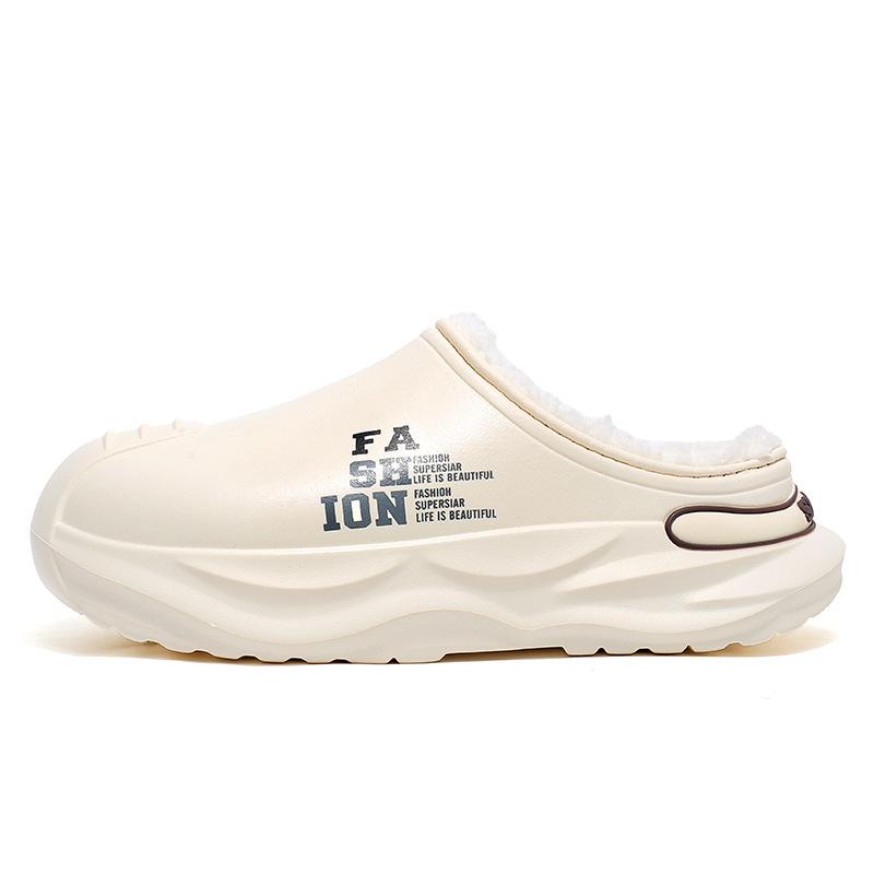 Winter couple cotton shoes half drag thickened soft sole velvet warm home cotton shoes women's confinement cotton slippers