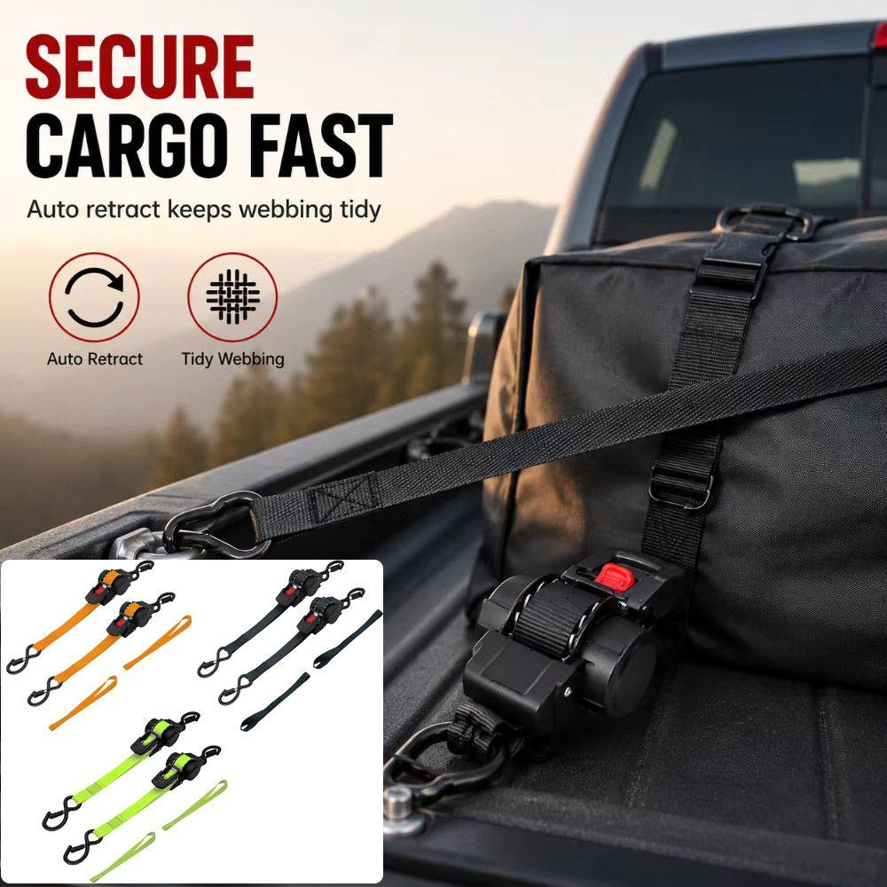 Heavy Duty Tie Down Straps High-Quality Double-Hook Ratchet Tie Down Strap Fast Locking Steel Buckle