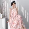 New Women's Cotton and Silk Nightgown Summer Thin Large Size Printing Sweet Floral Pajamas Sleeveless Outer Suspenders
