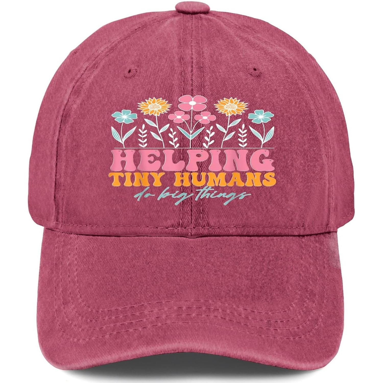 Helping Tiny HuUnisexs Graphic Washed Denim Baseball Cap Vintage Teacher Outdoors Adjustable Hat One Size