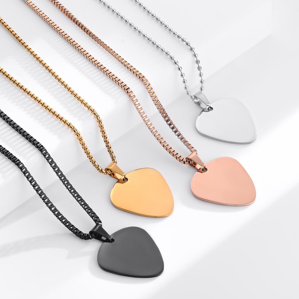 Personalized ID Tag Stainless Steel Hip-Hop Guitar Tag Necklace Geometric Military Simple Pendant Jewelry for Men Gift