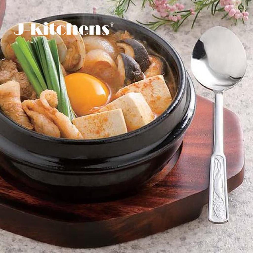 J-kitchens Heat-resistant Ceramic Stew Pot (Tteokbokki) 13.5cm with Saucer, Made In Korea, Item Number 587