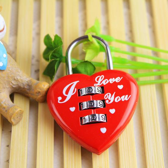 Heart Padlock Code 3 Numbers Password Combination Heart Shape Safety Love Zinc Alloy Luggage Box Lock Household Accessories