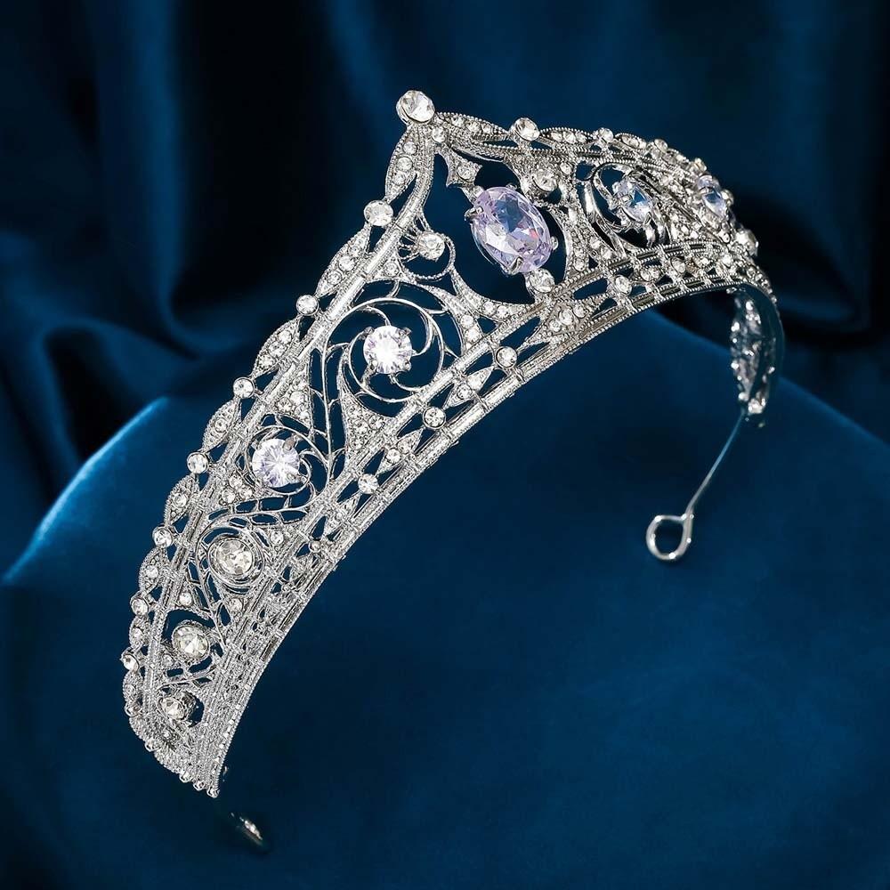 Elegant Crown Hair Accessory Vintage Princess Rhinestone Tiara Bride Silver Crown Party