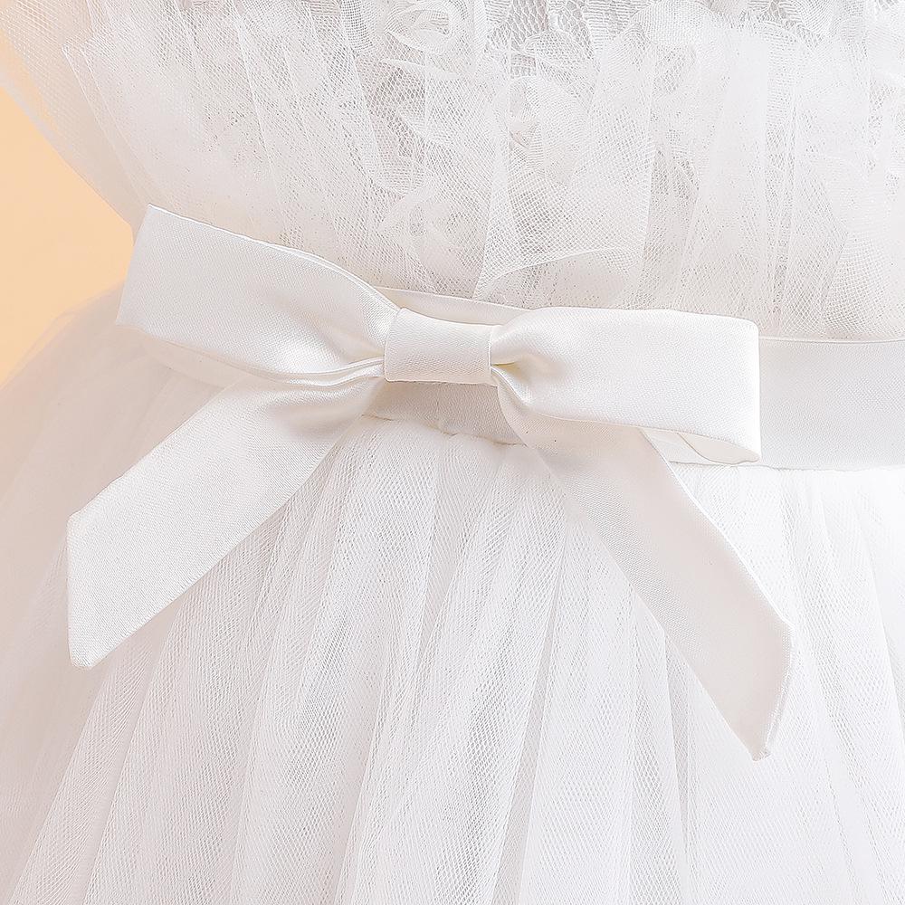 Mädchen Kurzarm Mesh Prinzessinenkleid für Abend, Geburtstage oder Klavieraufführungen