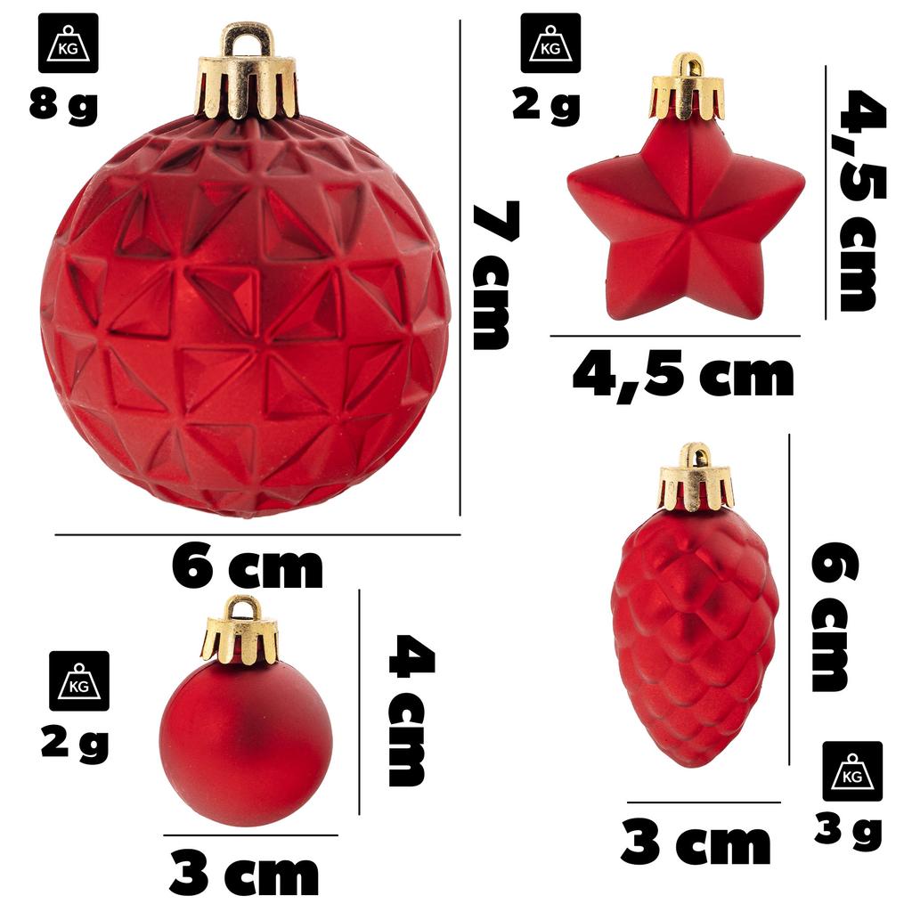 Christmas Tree Baubles Shatterproof Christmas Tree Bauble Ornaments Red Set 60x