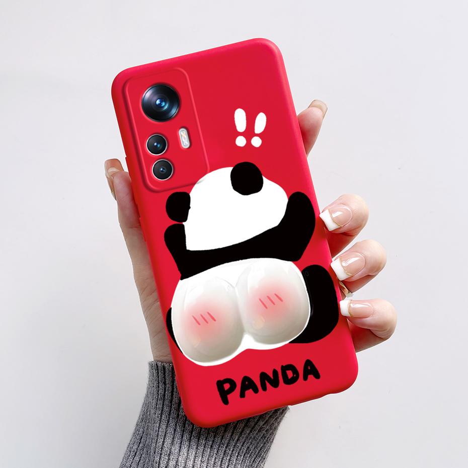 For Xiaomi Mi 12T 12 T Pro Case Cute Panda Liquid Silicone Phone Cases For Xiaomi Mi 12T 12 Mi12 T 12X Lite Pro Soft Cover Case