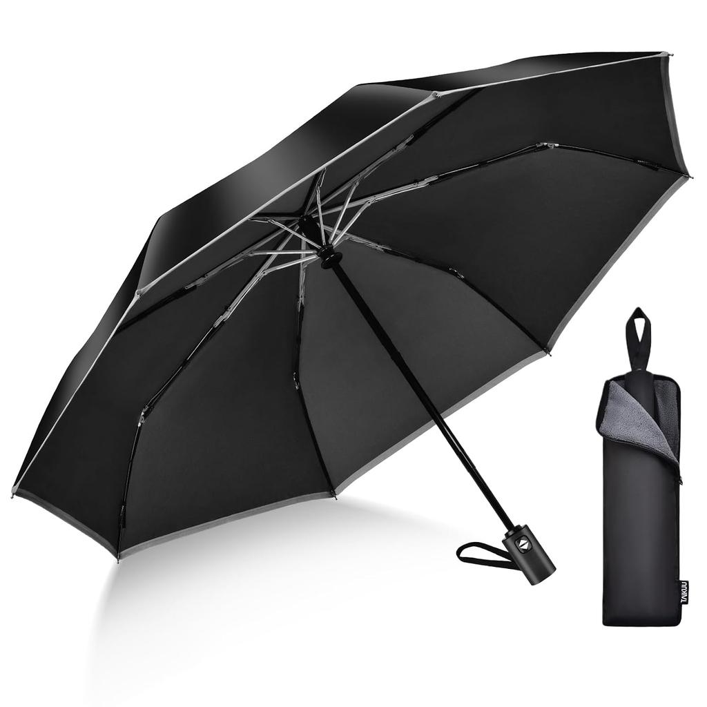 Folding umbrella automatic open close lightweight 340T high-density fabric shape memory mens sturdy diameter 98cm 8 ribs wind-resistant 15m s strong