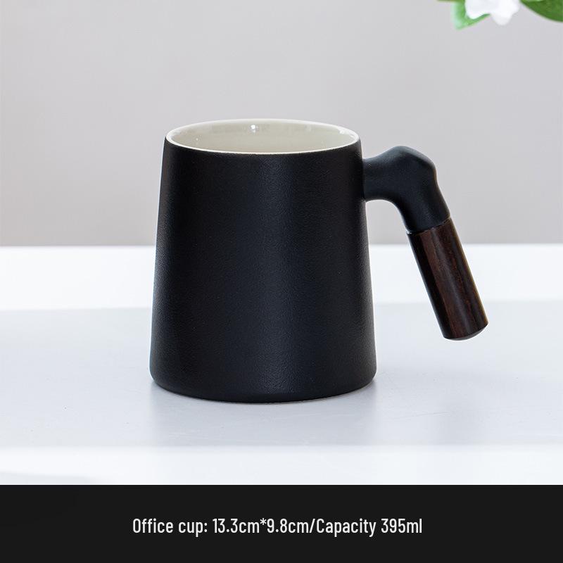 Ceramic Tea Brewing Mug with Wooden Handle, Lid, and Filter - Large Capacity Office Souvenir Cup
