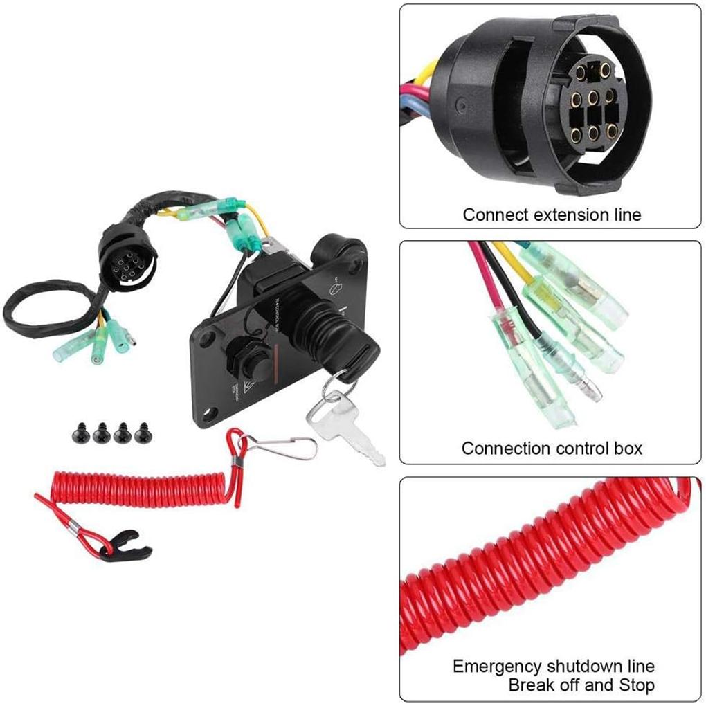 Outboard Single Engine Key Switch Assembly Panel Fits 704-82570-12-00