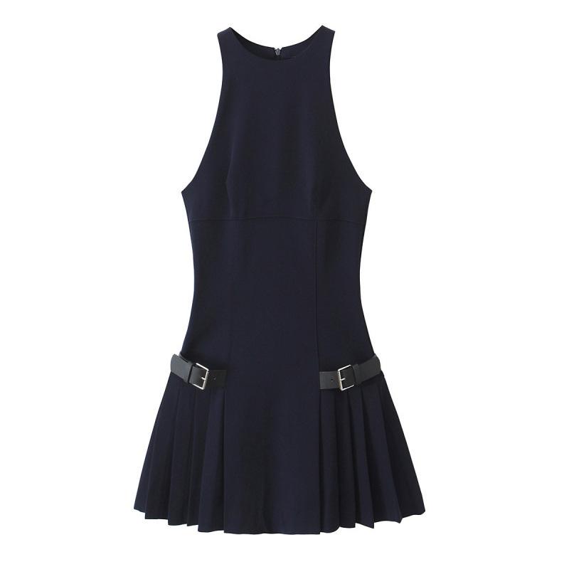 

European & American Style Autumn Women s Mini Dress with Side Strap Embellishment Large