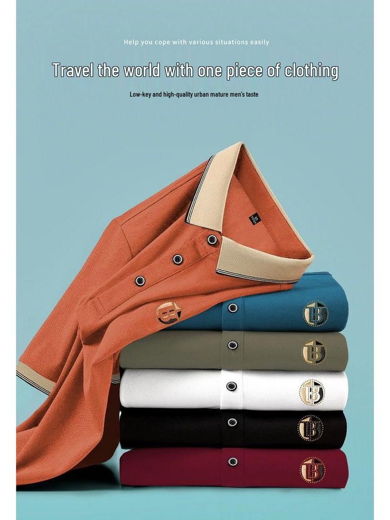 Herren Slim-Fit Kurzarm T-Shirt mit Umlegekragen - Trendiger koreanischer Stil Einfarbiges Sommeroberteil