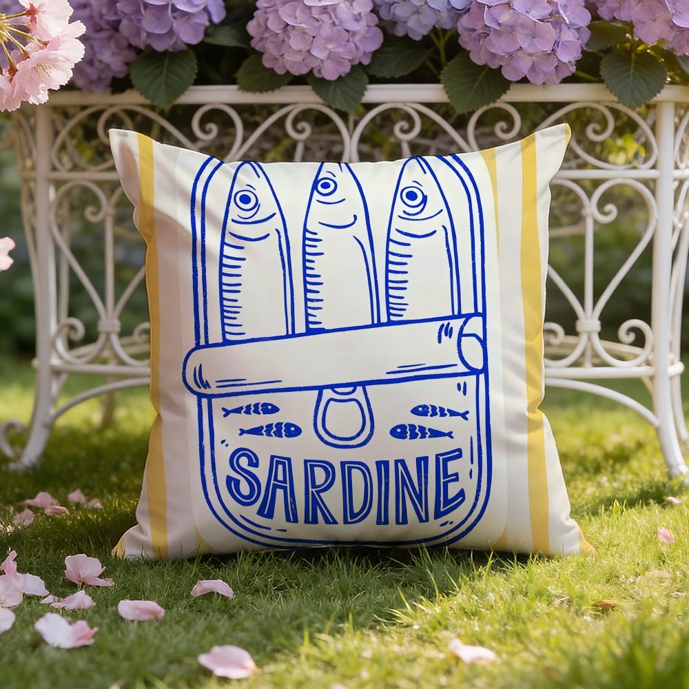 Cartoon S-Sardine C-Can cute Cushion Cover Home & Car Dual-Scene Pillow Cover: Reversible for Premium Comfort