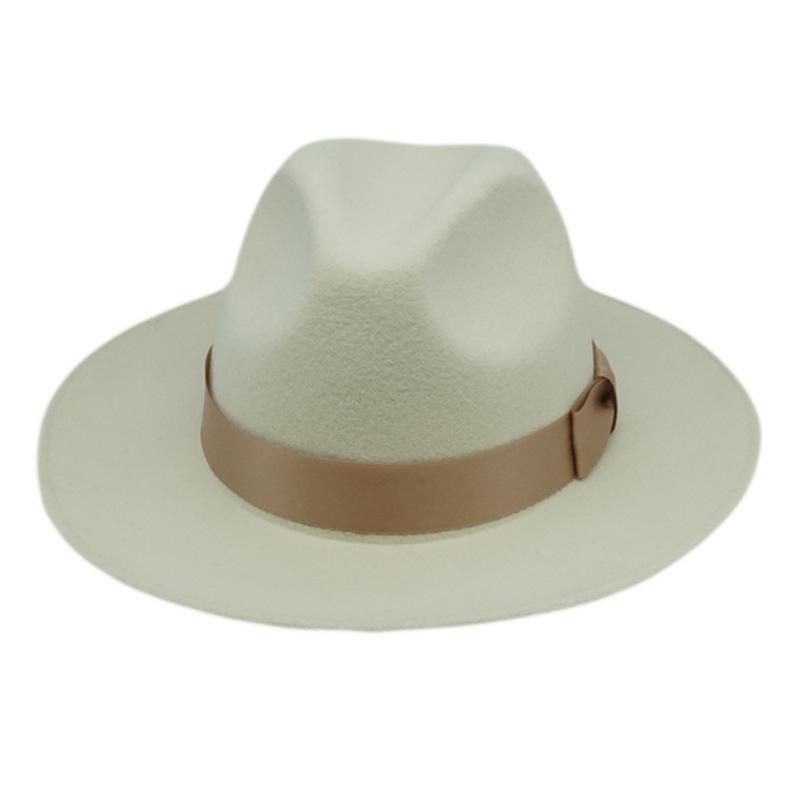 French Elegance Socialite Retro White Woolen Jazz Top Hat Men And Women Autumn And Winter Panama Felt Hat Foreign Trade Tide