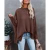 Spring Autumn Women T-shirt Casual Off Shoulder Long Sleeve Waffle Knit Pullover Sweater Pullovers Tops
