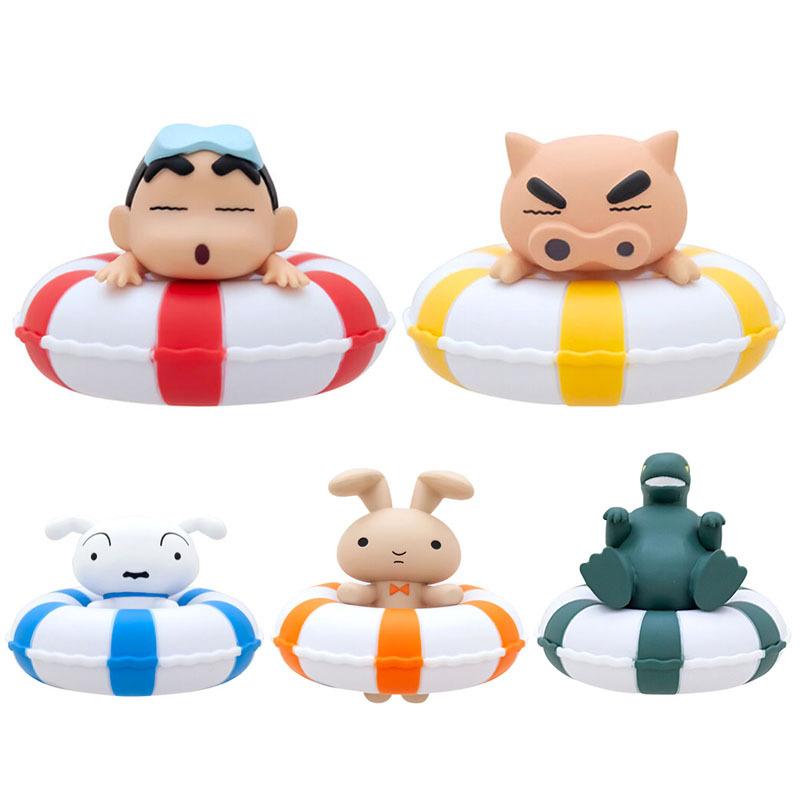 Shinchan 5pcs Crayon Swimming Ring Figure Toys Rabbit Dinosaur Models Ornament